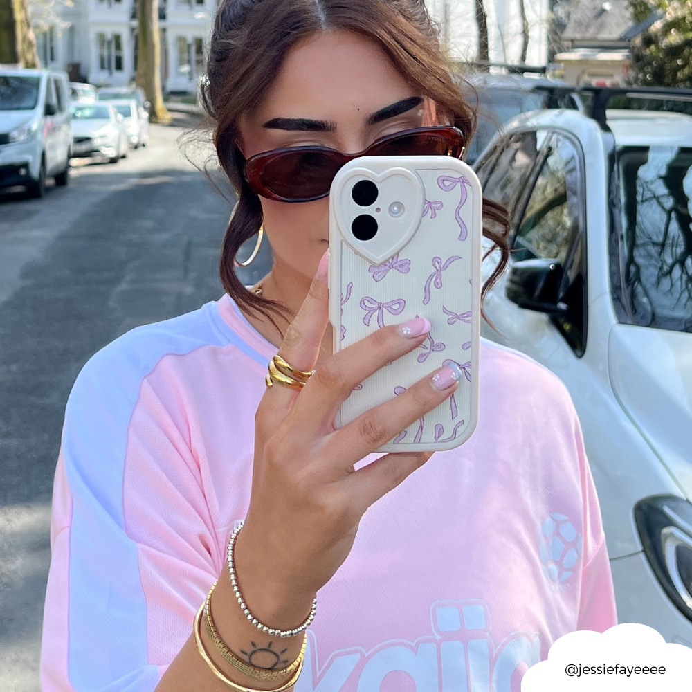 Bowtifully Ribbed Heart Kamera Telefon Kılıfı