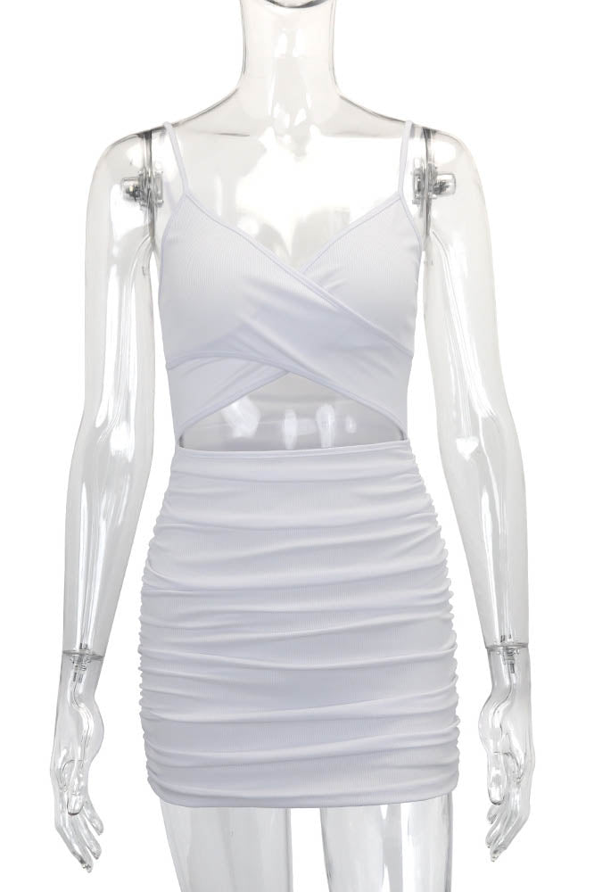 Cross-Strap Cut-Out Bodycon Mini Dress