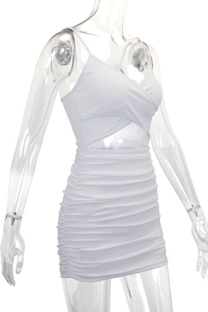 Cross-Strap Cut-Out Bodycon Mini Dress