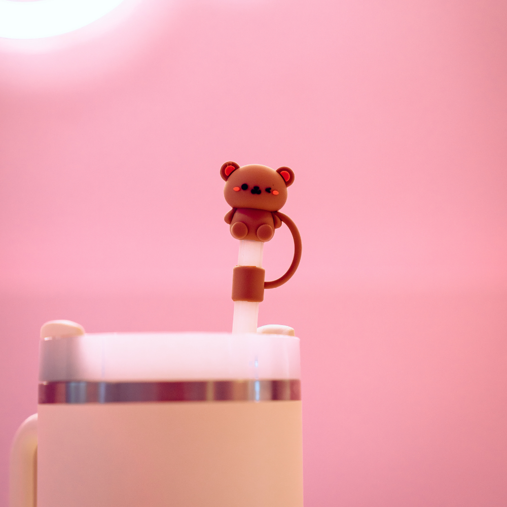 Teddy Bear Straw Cover