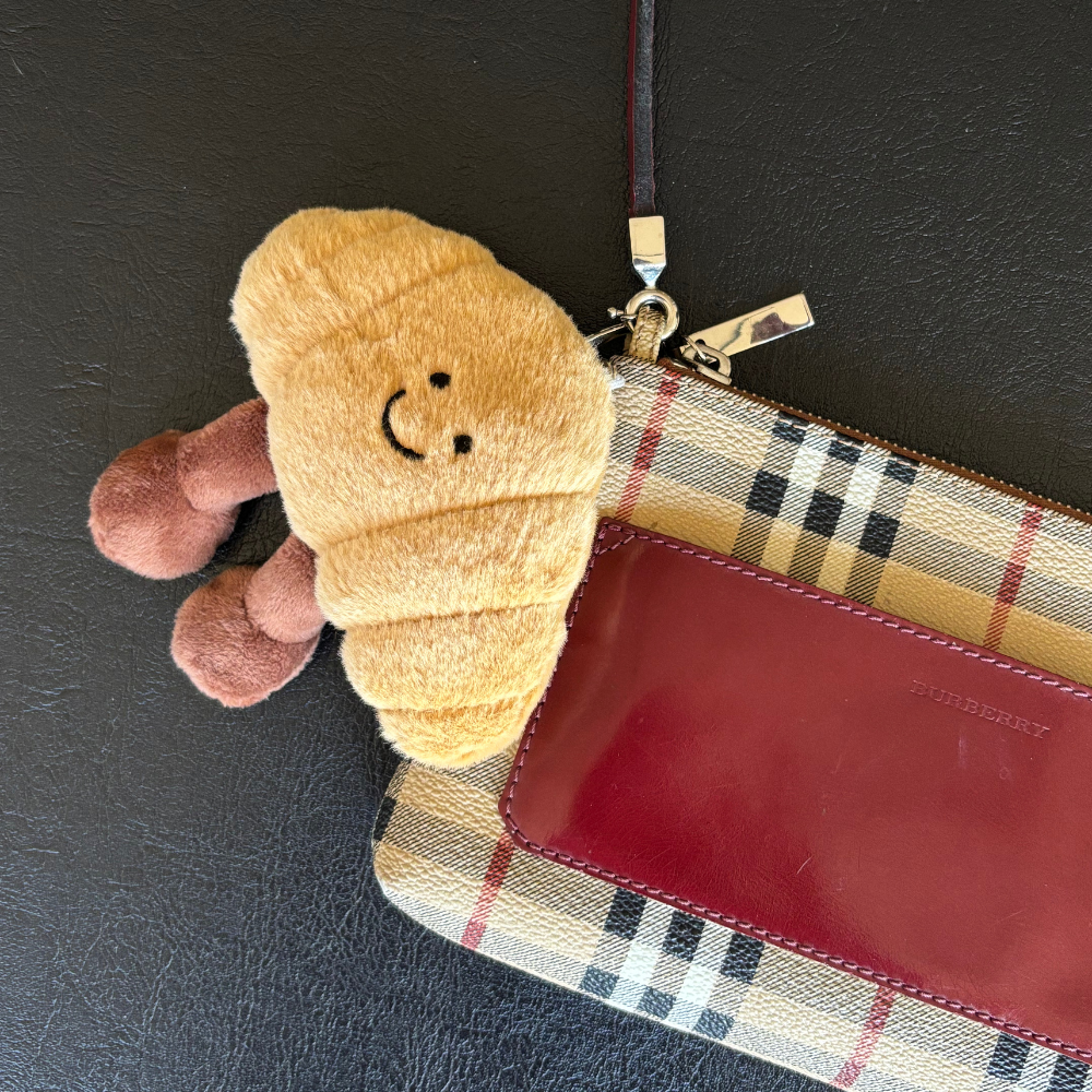 Sevimli Kruvasan Çanta Süsü