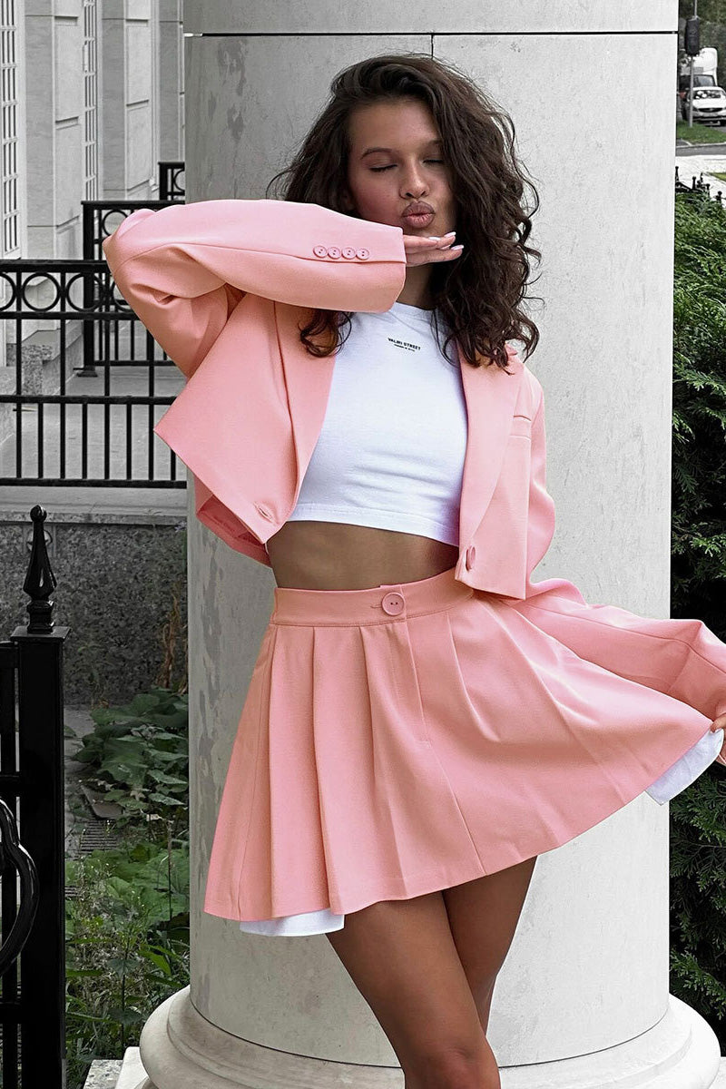 Contrast Silhouette Cropped Skirt Set