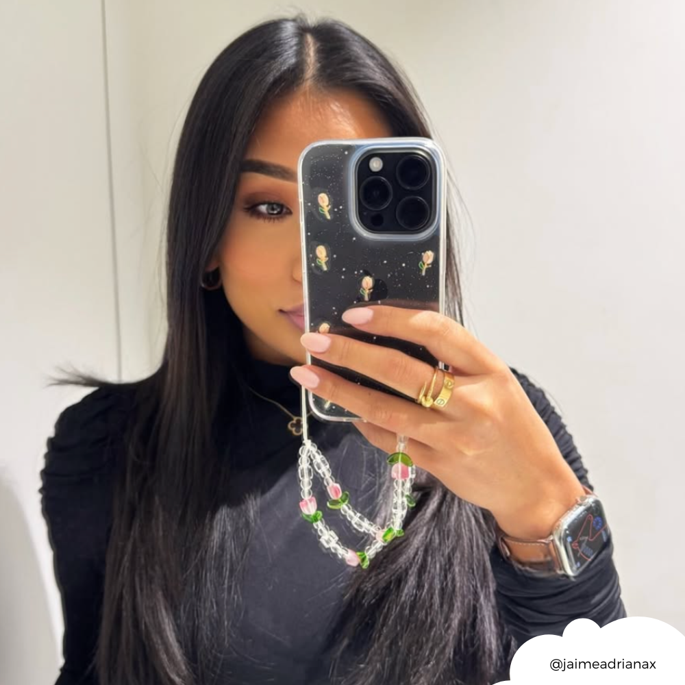 Sevimli Lale Desenli Şeffaf Telefon Kılıfı