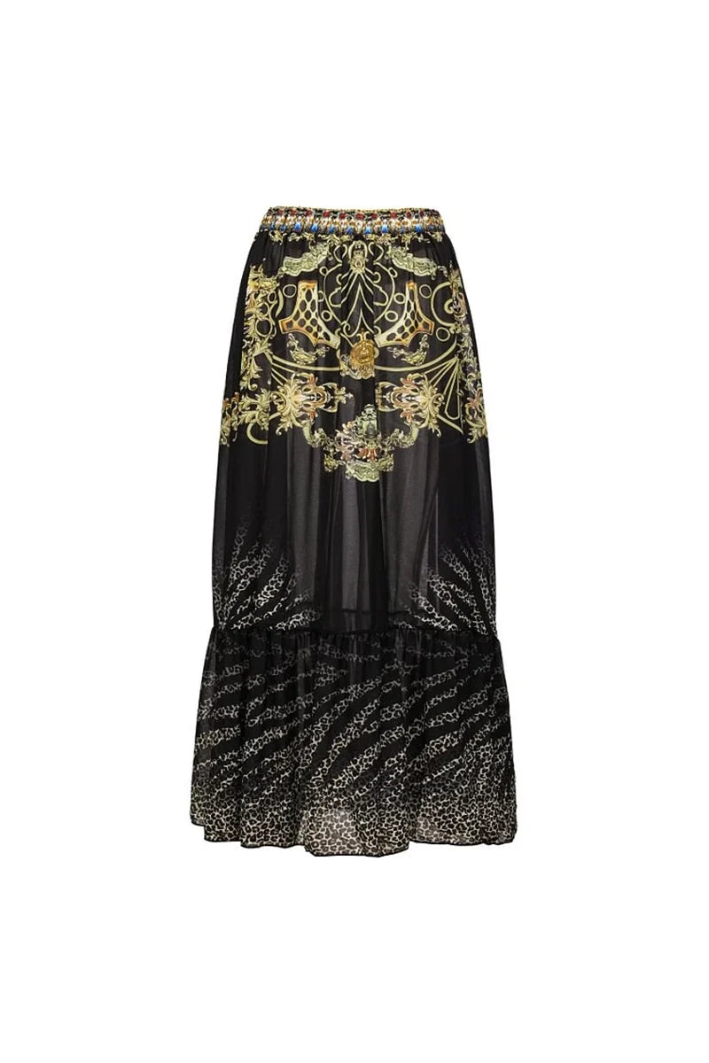 Black Gold Ruffle Swimsuit Set