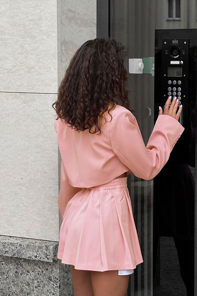 Contrast Silhouette Cropped Skirt Set