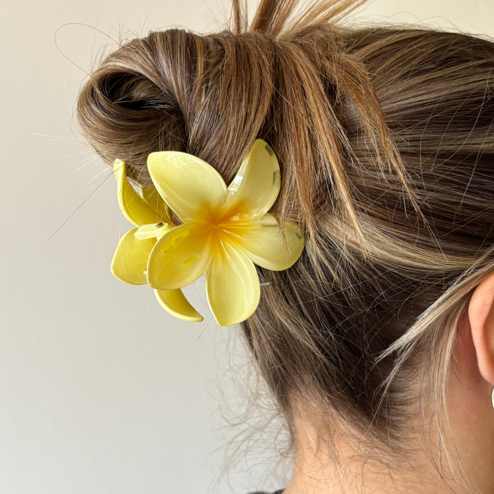 Tropical Flower Claw Clip - Butter Yellow