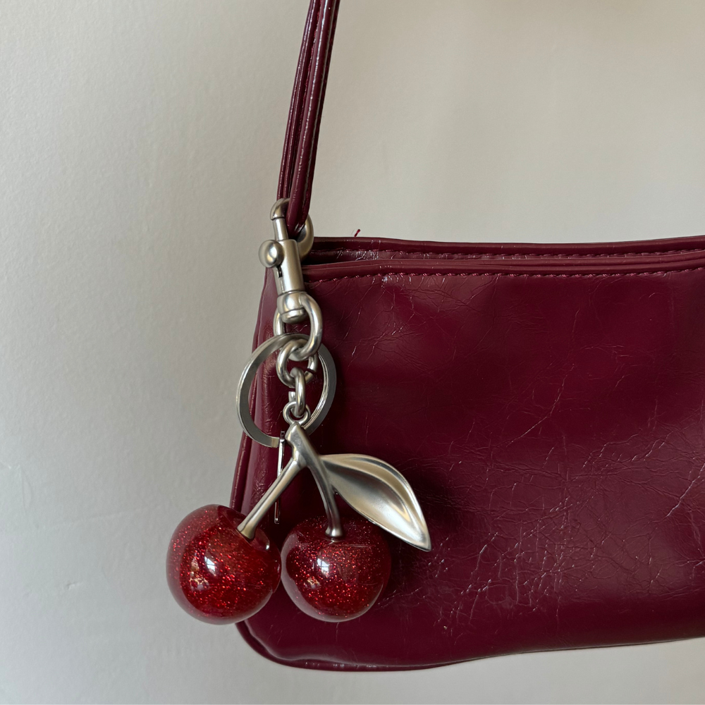 Kiraz Çanta Süsü - Gümüş