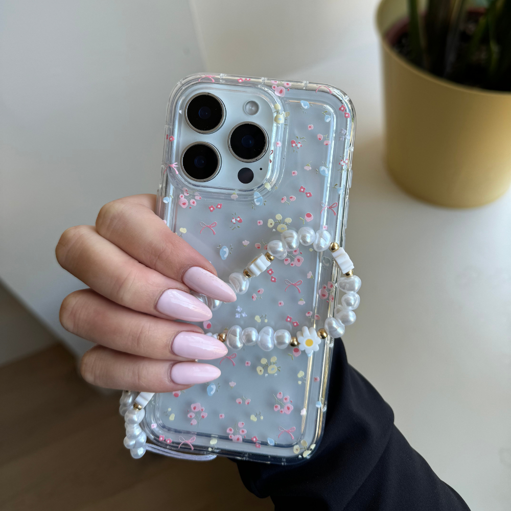 Boncuklu Telefon Askısı - Papatya İnci