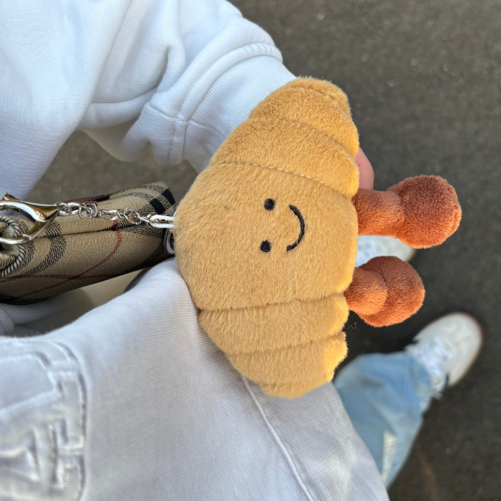 Sevimli Kruvasan Çanta Süsü