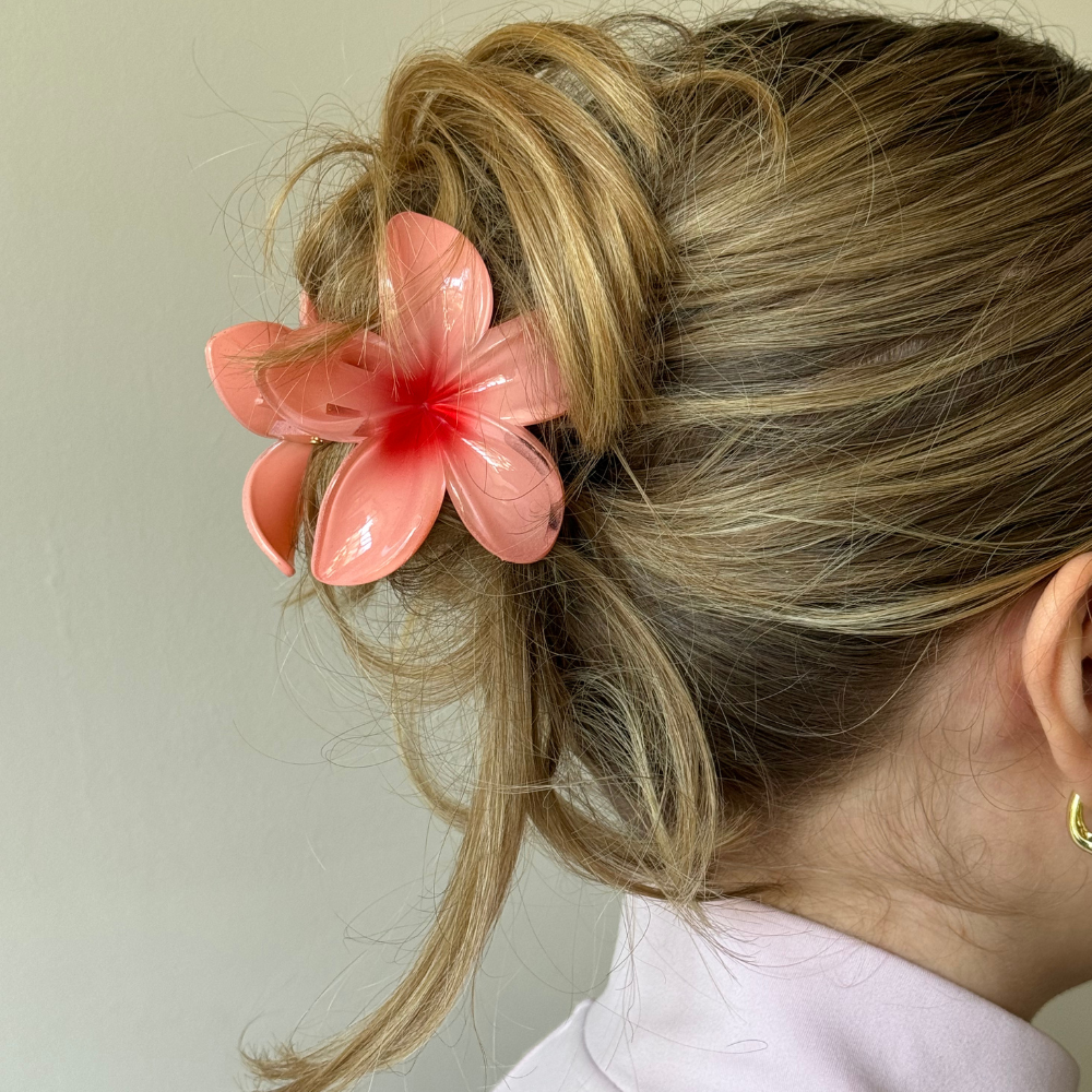 Tropical Flower Claw Clip - Coral