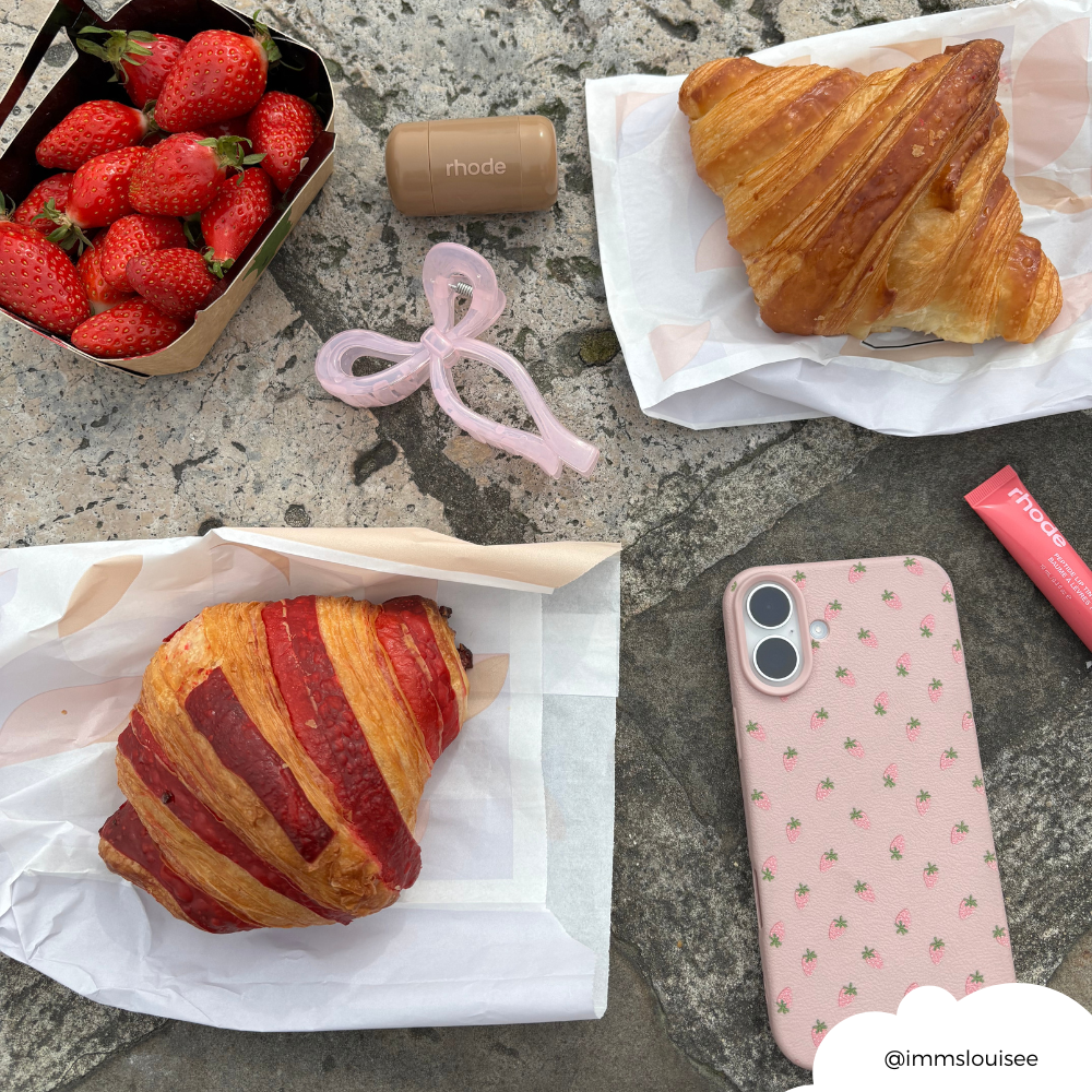 Ditsy Strawberries Phone Case - Powder Pink
