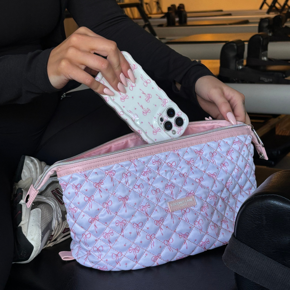 Genişletilebilir Makyaj Çantası - Kapitone Zarif Fiyonklar