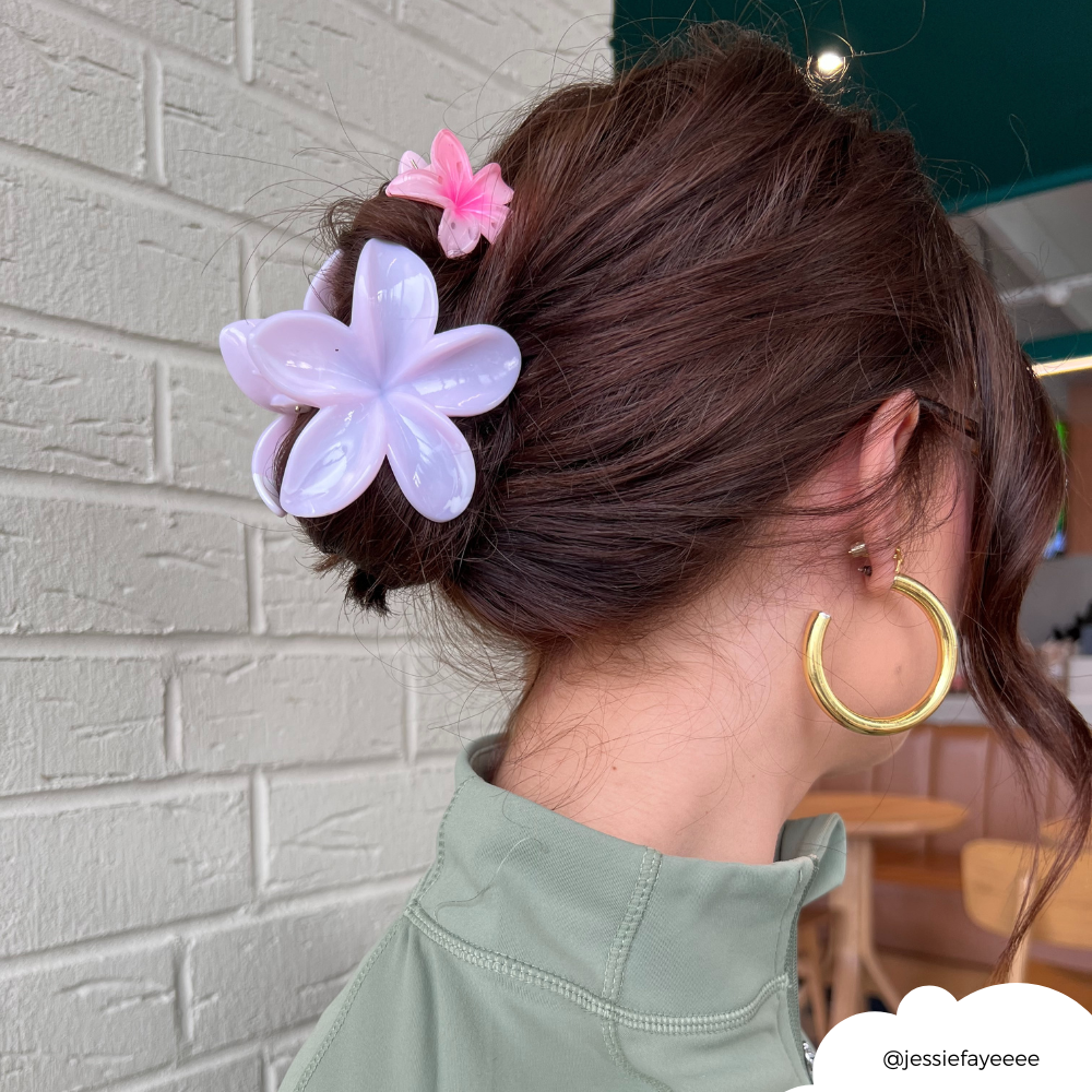 Tropical Flower Claw Clip - Powder Pink