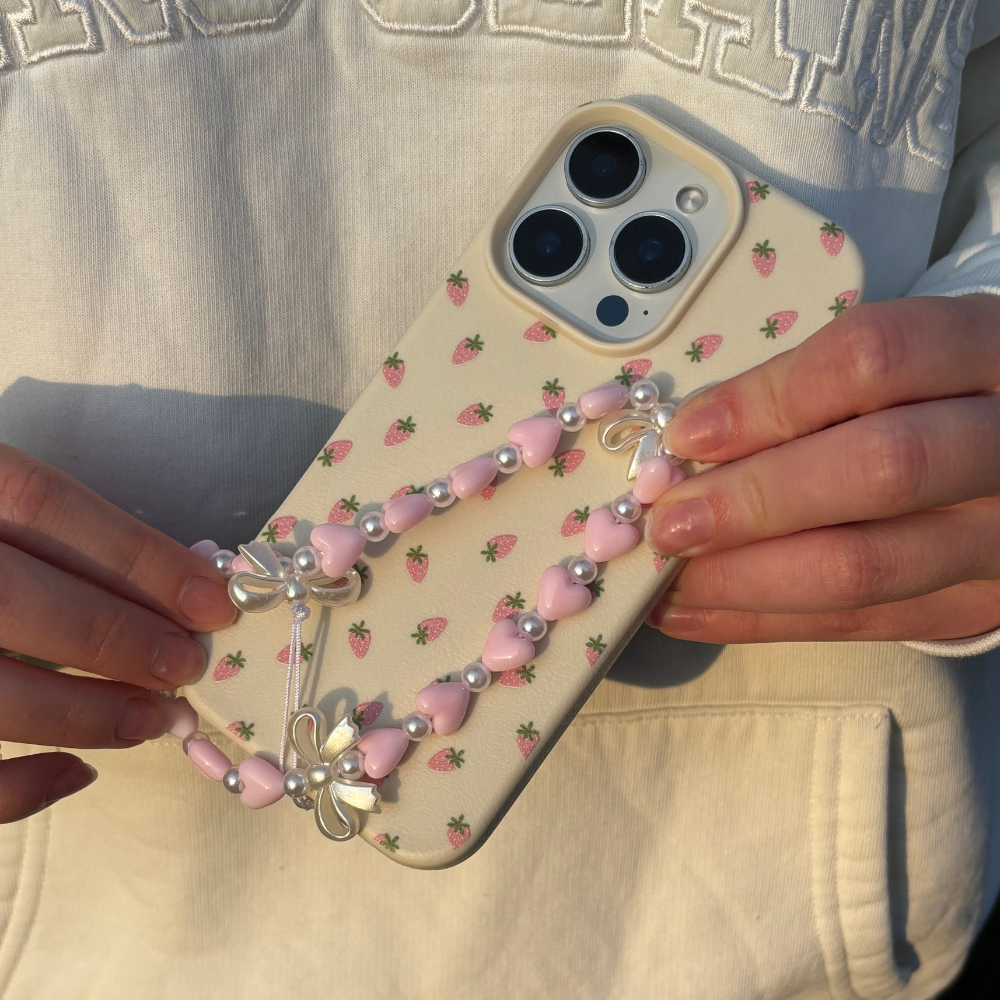 Beaded Phone Strap - Hearts & Bows