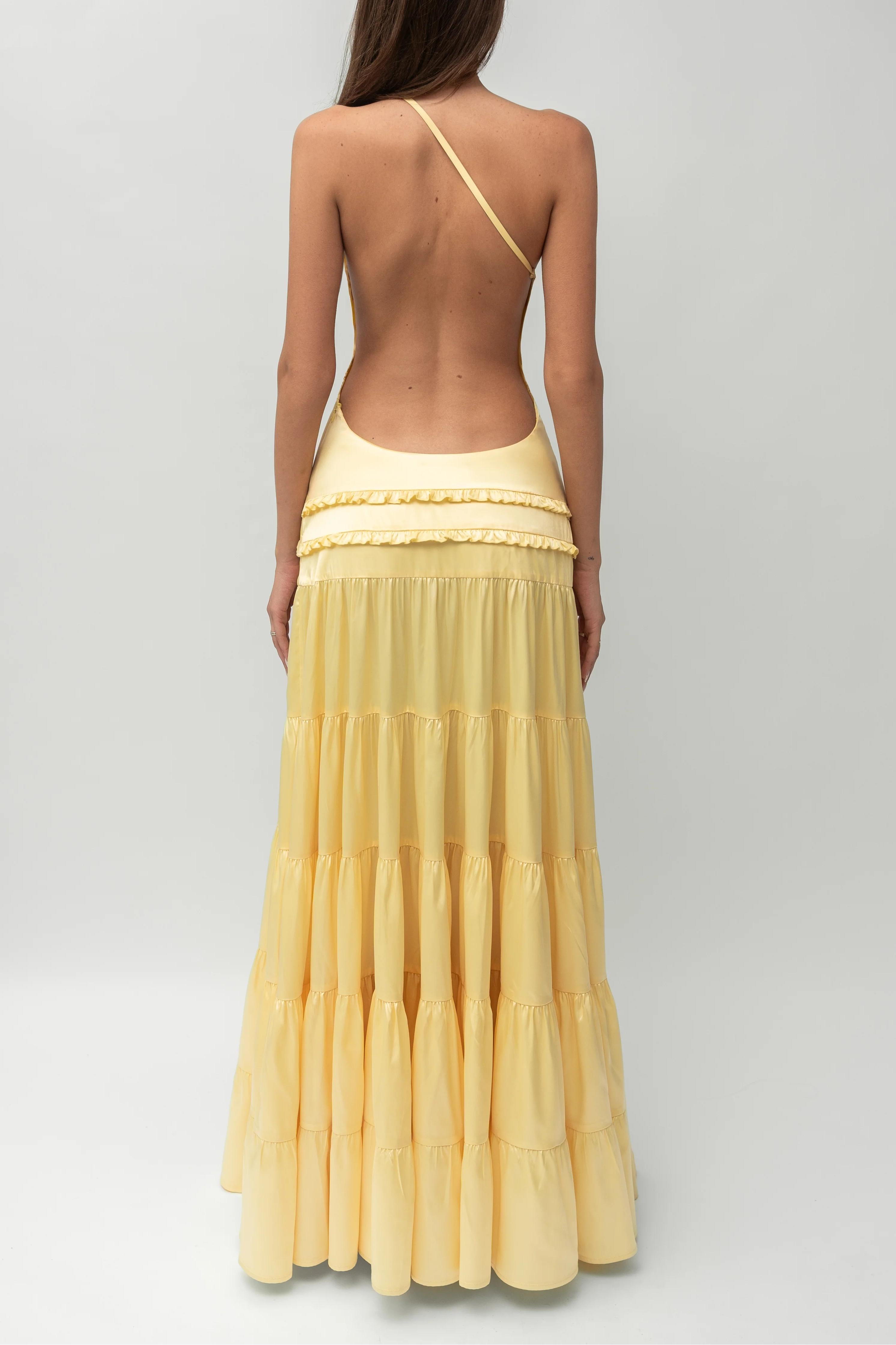 Athena Backless Pleated Maxi Dress