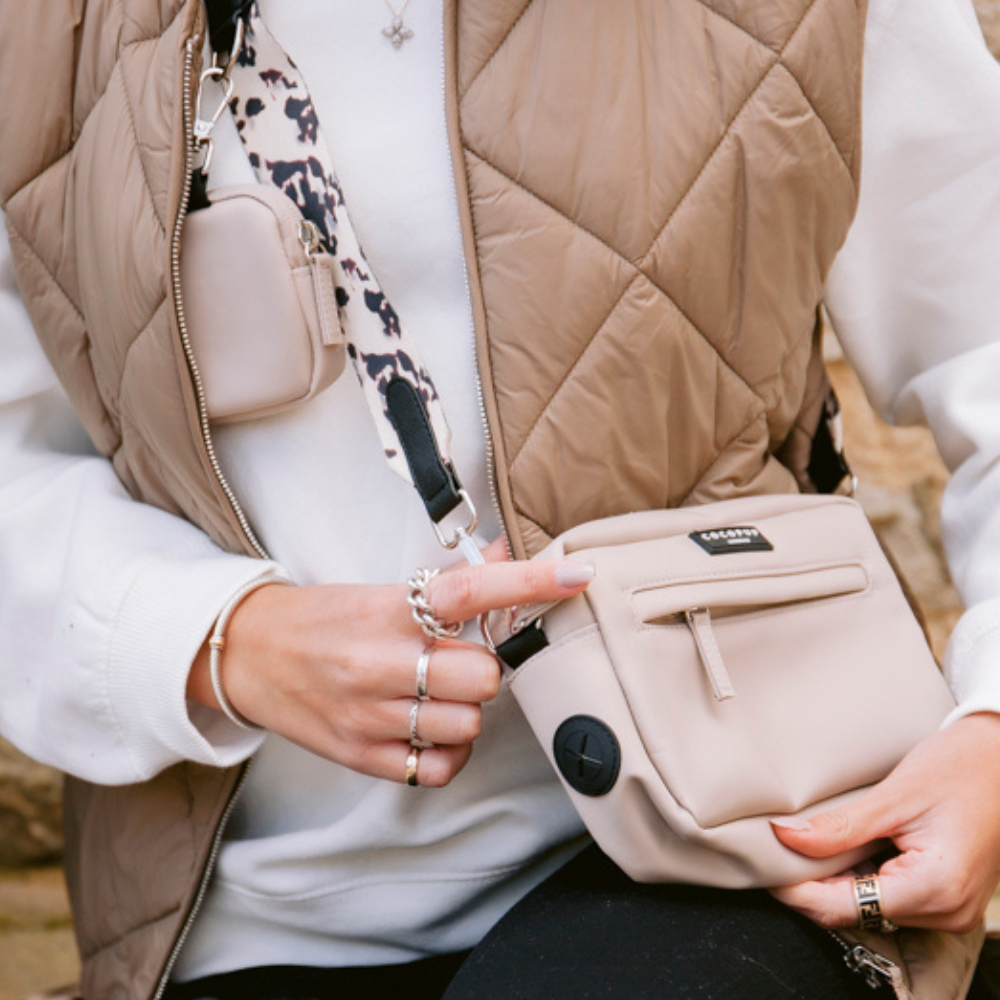 Köpek Gezdirme Çantası Seti - Fildişi Kaplumbağa Desenli