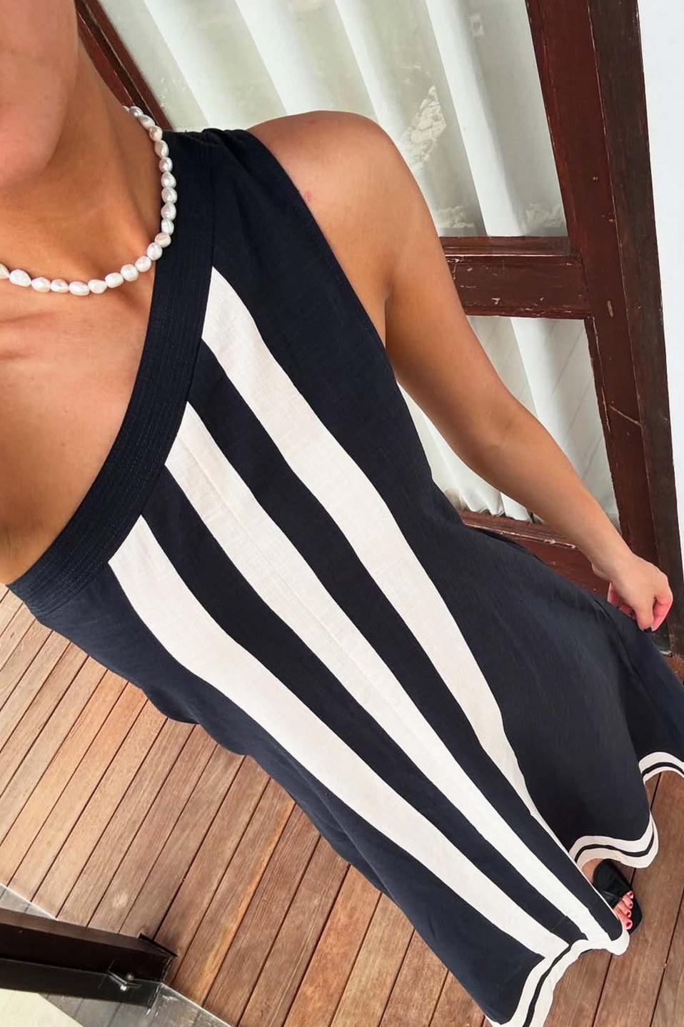 Asymmetrical Neckline Midi Dress