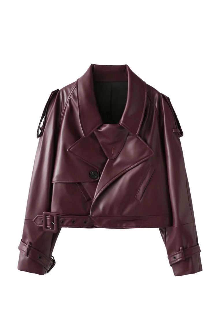 British Moto Cropped Leather Jacket