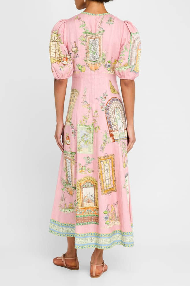 Graffiti Print Puff Sleeve Dress