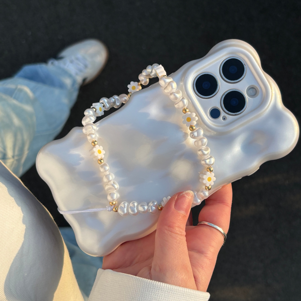 Beaded Phone Strap - Daisy Pearl