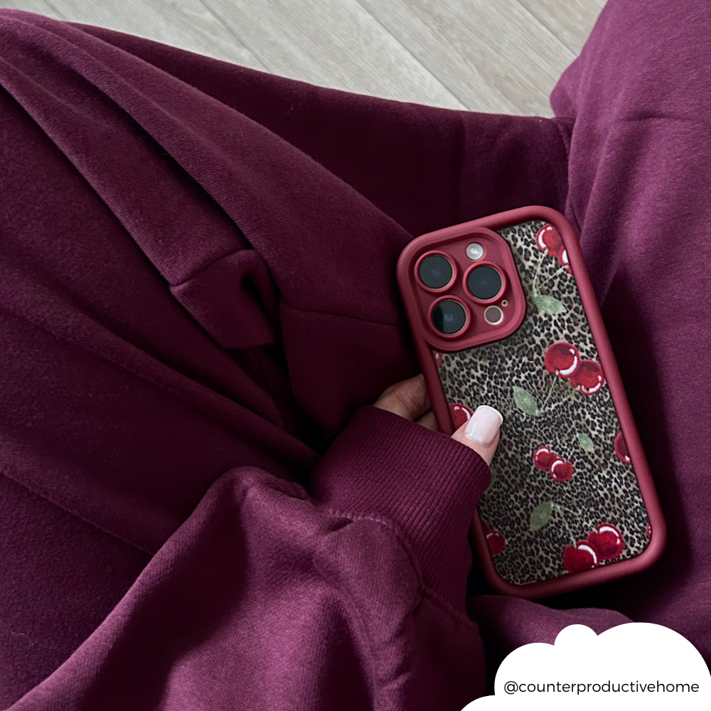 Leopar Kiraz Desenli Telefon Kılıfı