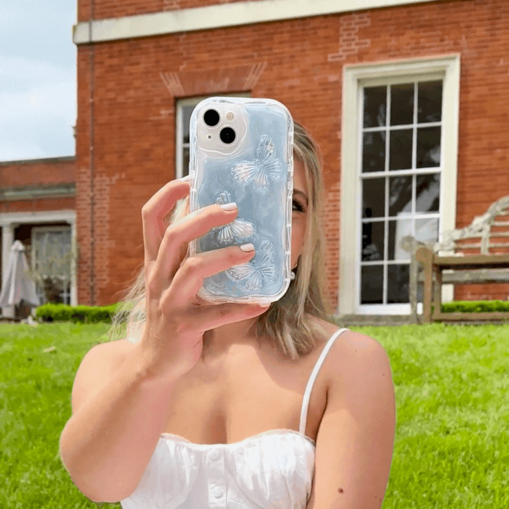 Parıltılı Mavi Kelebekler Telefon Kılıfı