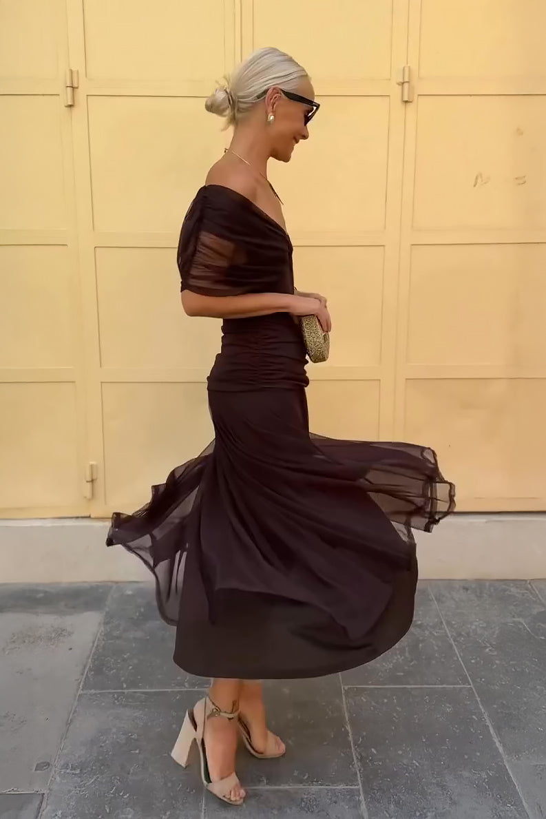 Chocolate Tulle Maxi Dress