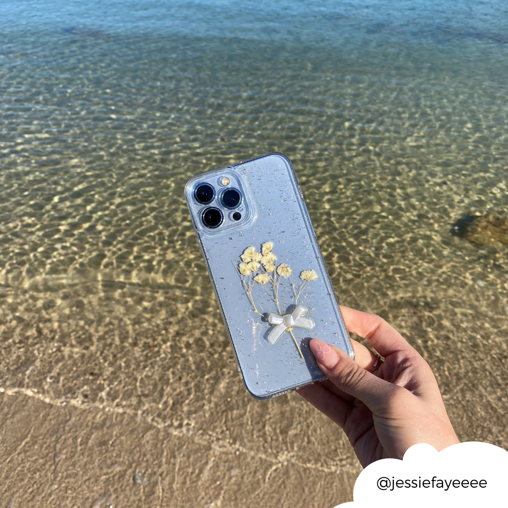 Kurutulmuş Çiçekli Şeffaf Telefon Kılıfı