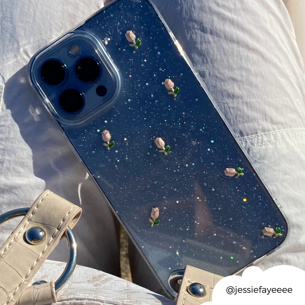 Sevimli Lale Desenli Şeffaf Telefon Kılıfı