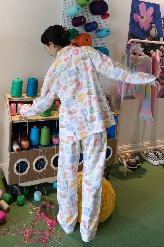 Milk Tea & Bread Print Pajama Set