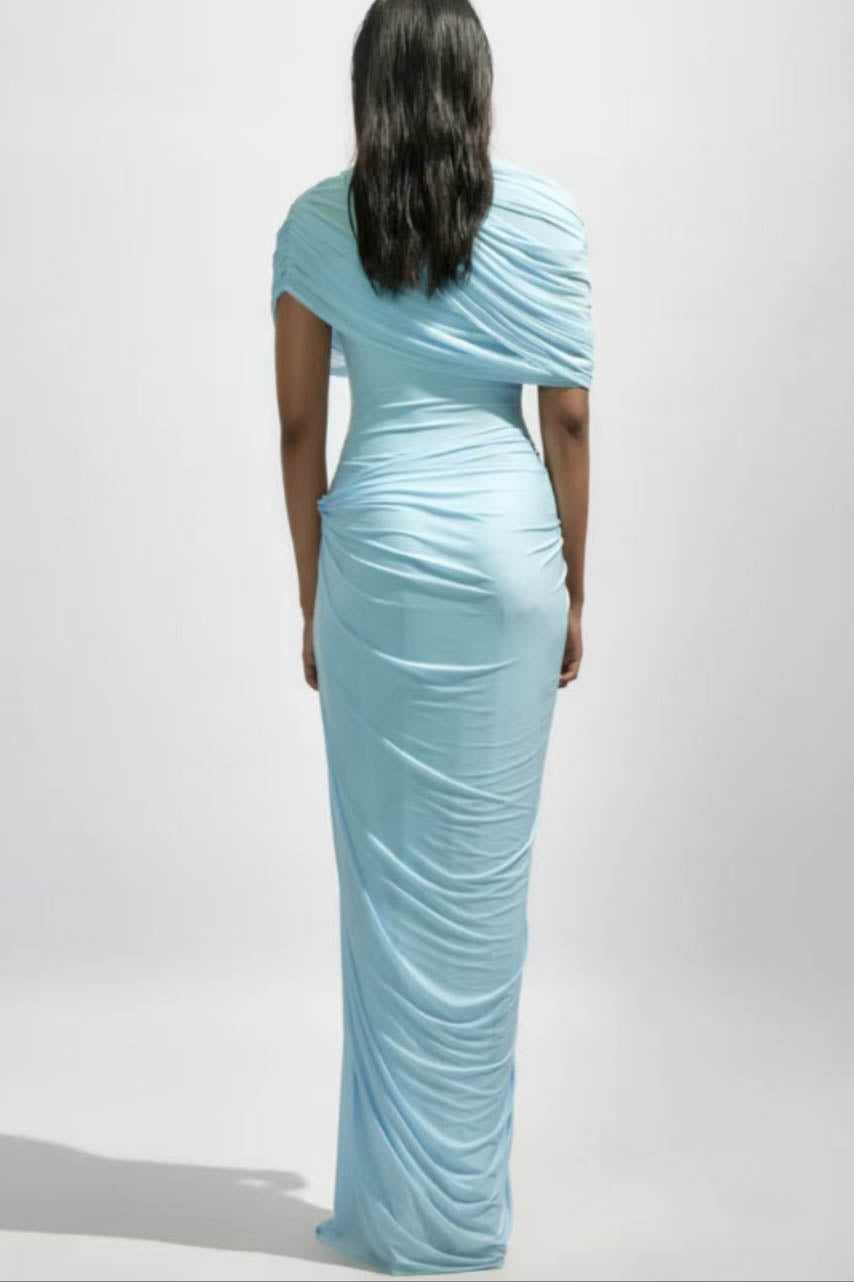Cloud Drape Ruched Wrap Maxi Dresses