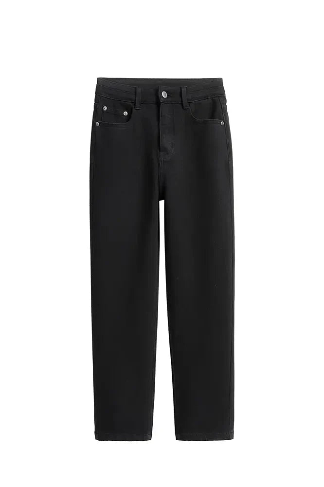 Black High-Waist Cigarette Jeans