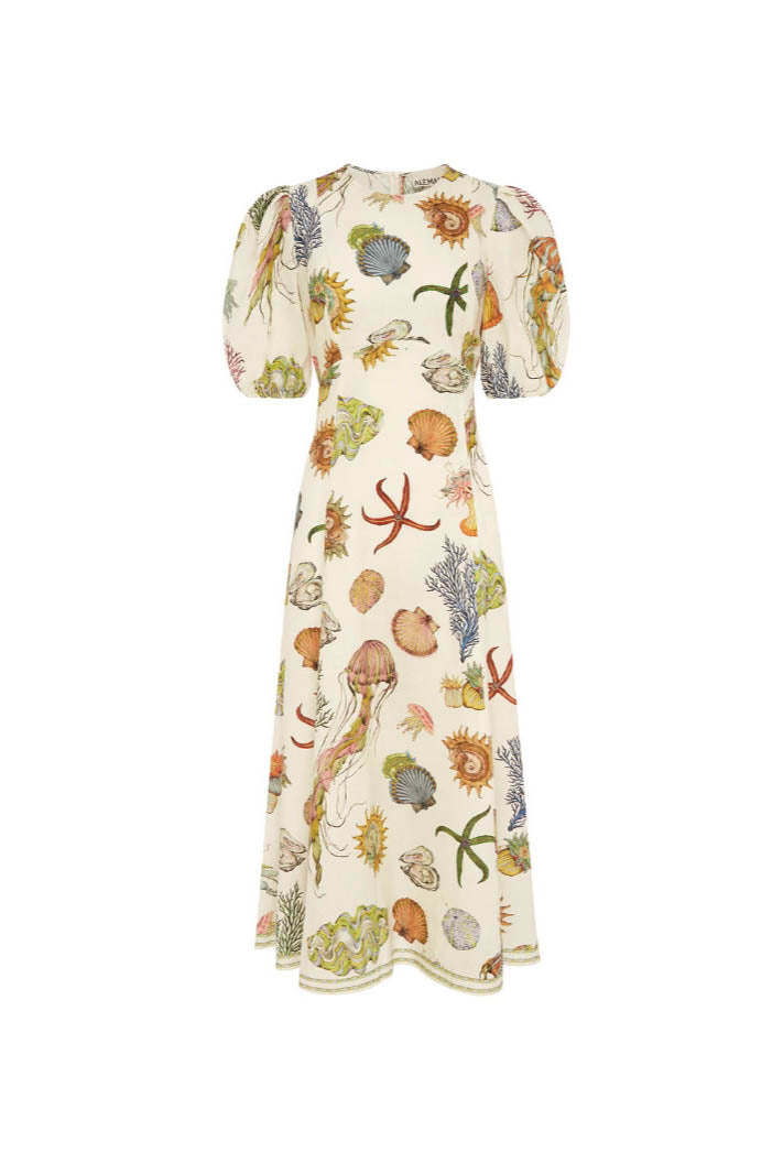 Graffiti Print Puff Sleeve Dress