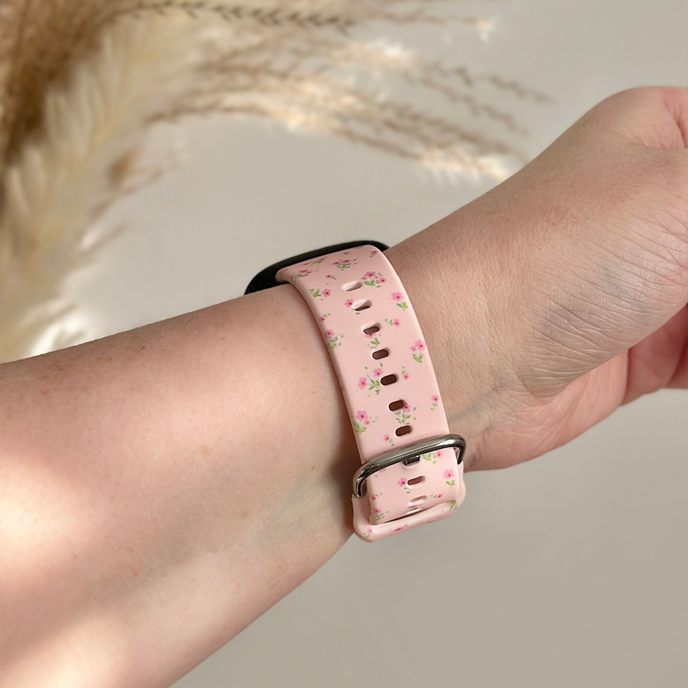 Fitbit Kayışı - Küçük Çiçekli Pembe