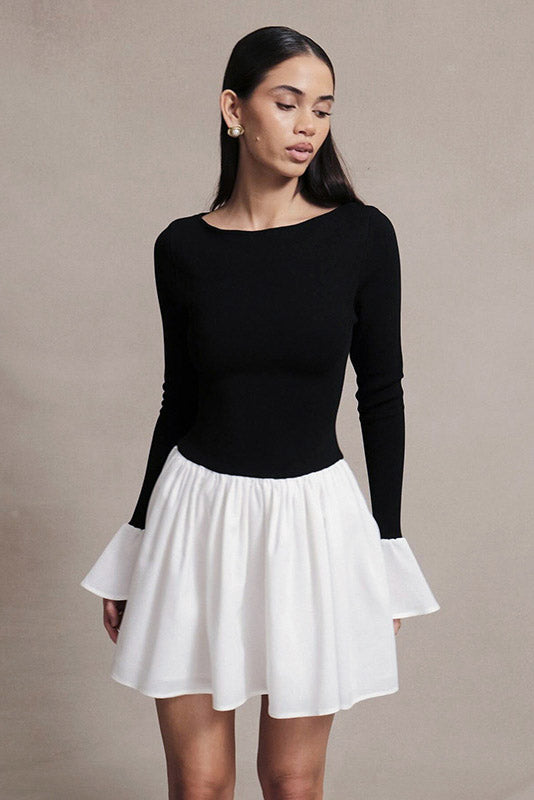 Candice Balloon Sleeves Knit Mini Dress