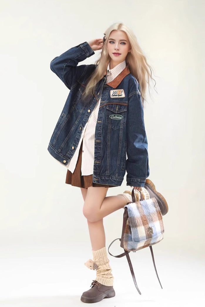 Contrast Denim Work Jacket