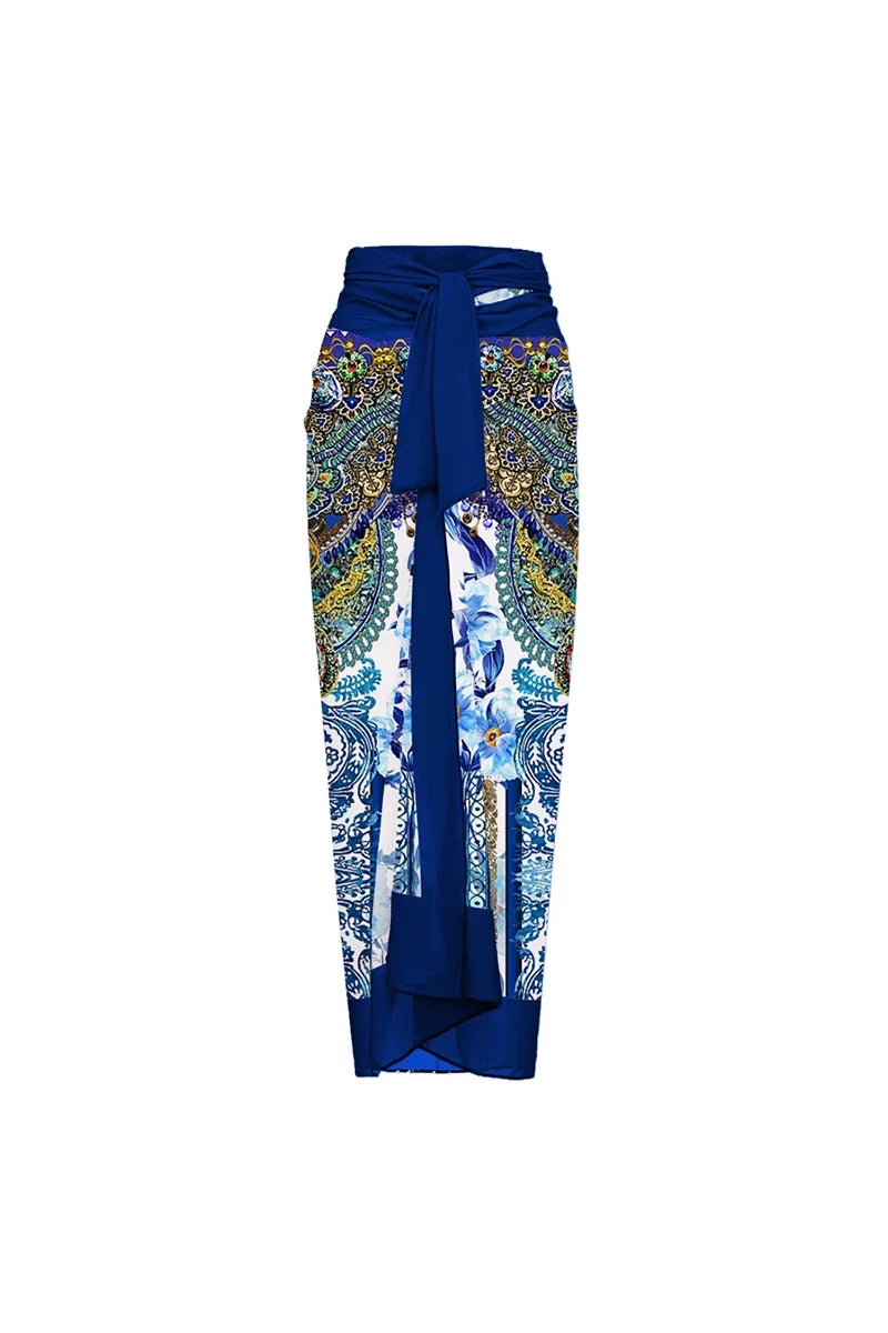 Blue 3D Floral Embellished Swimsuit