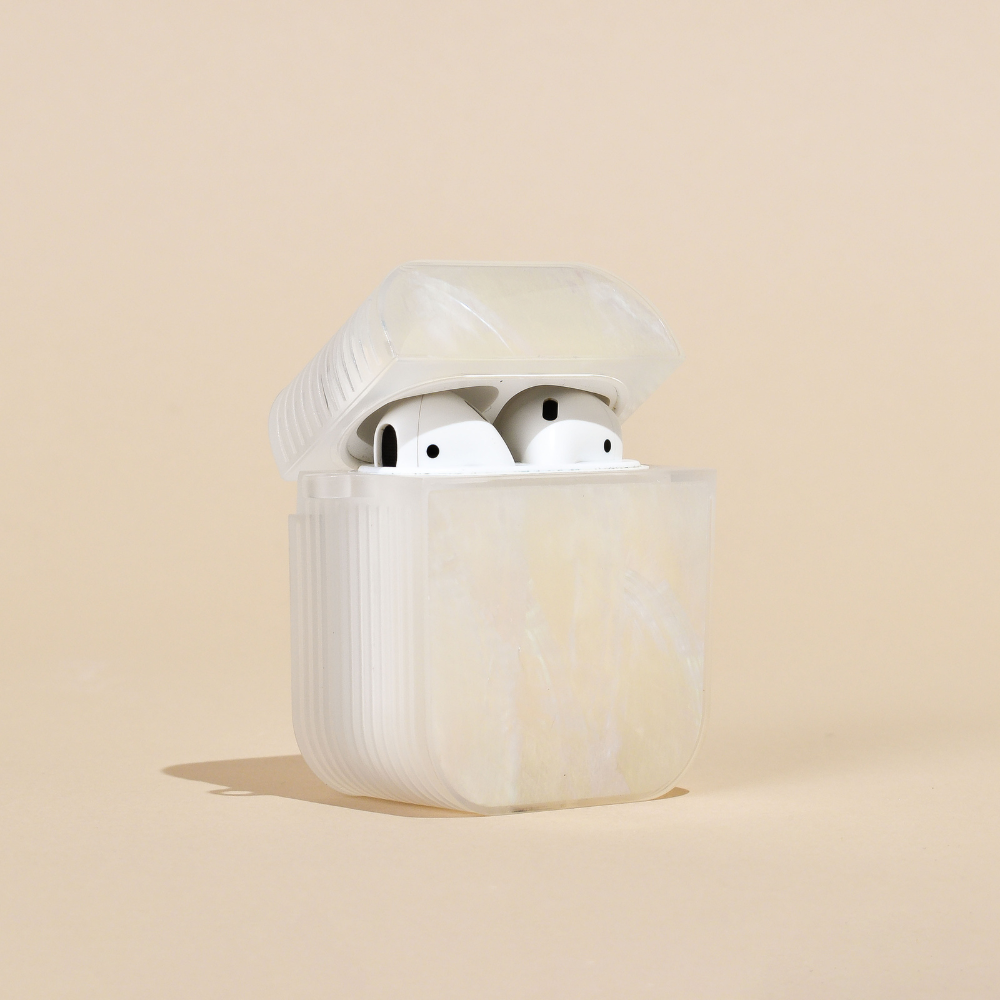 Real Natural Shell Airpods Case - White