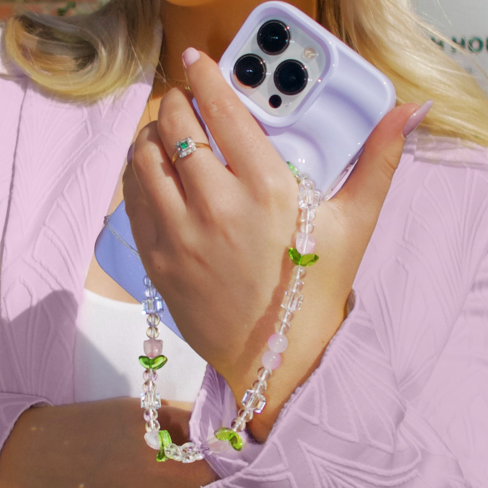 Beaded Phone Strap - Cute Tulips