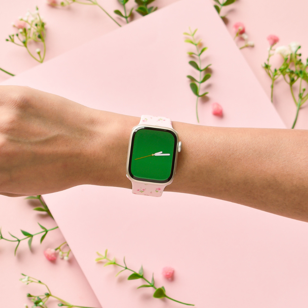 Küçük Çiçekli Pembe Apple Watch Kayışı