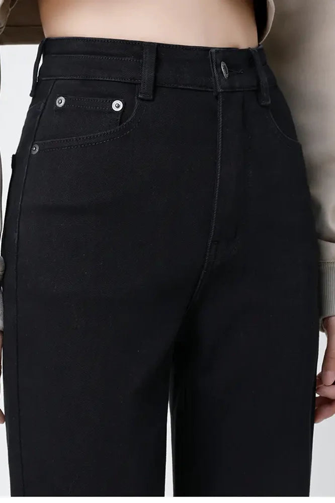 Black High-Waist Cigarette Jeans