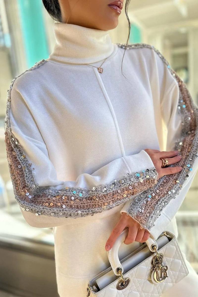 High Neck Sequin Pants Set