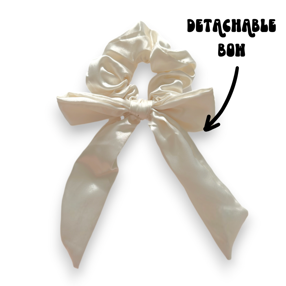 Satin Bow Scrunchie - Almond Cream