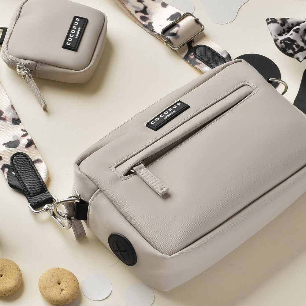 Köpek Gezdirme Çantası Seti - Fildişi Kaplumbağa Desenli