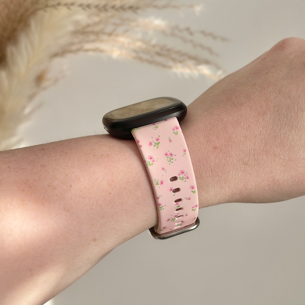 Fitbit Kayışı - Küçük Çiçekli Pembe