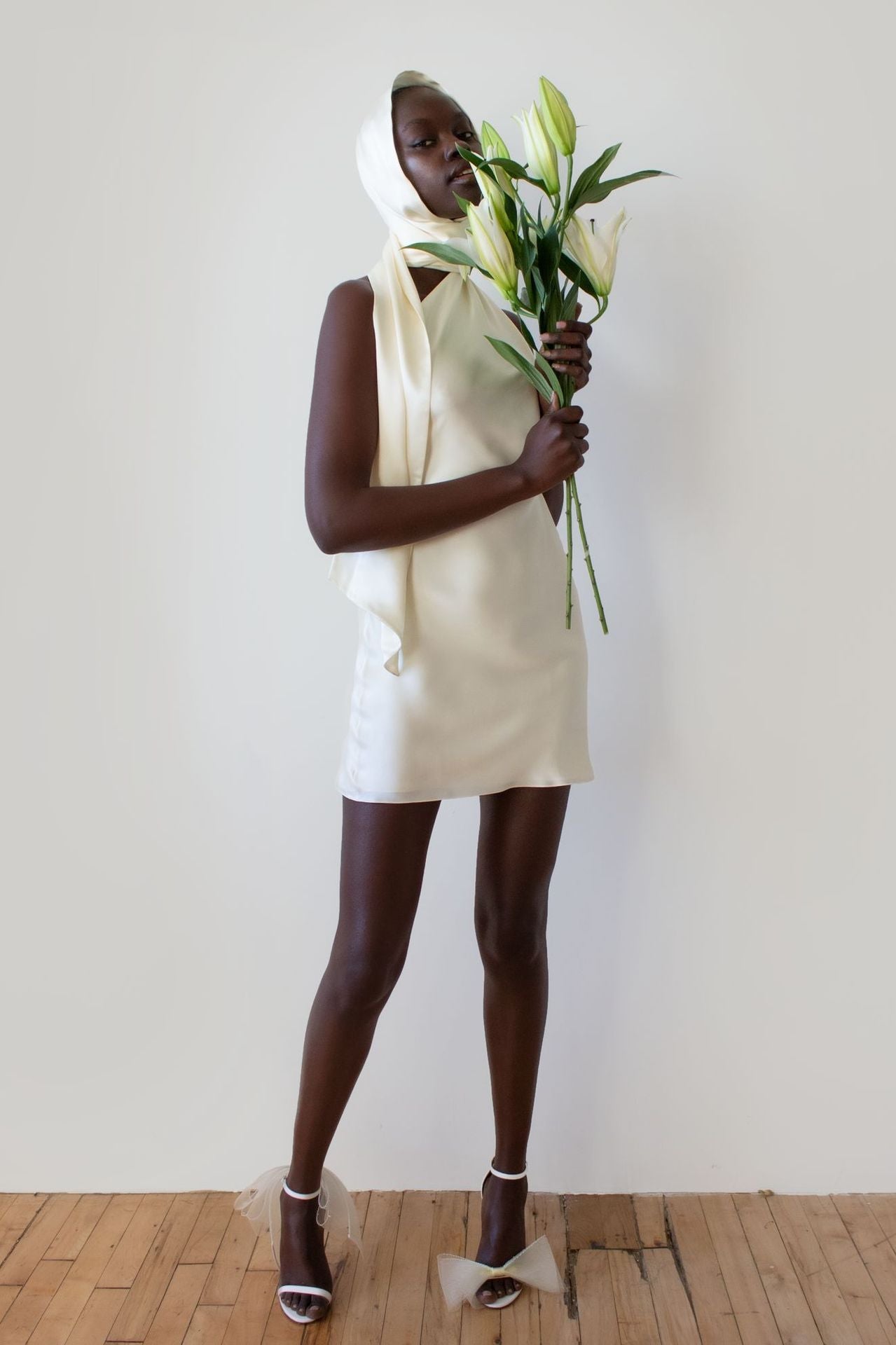 Backless Halter Satin Mini Dress