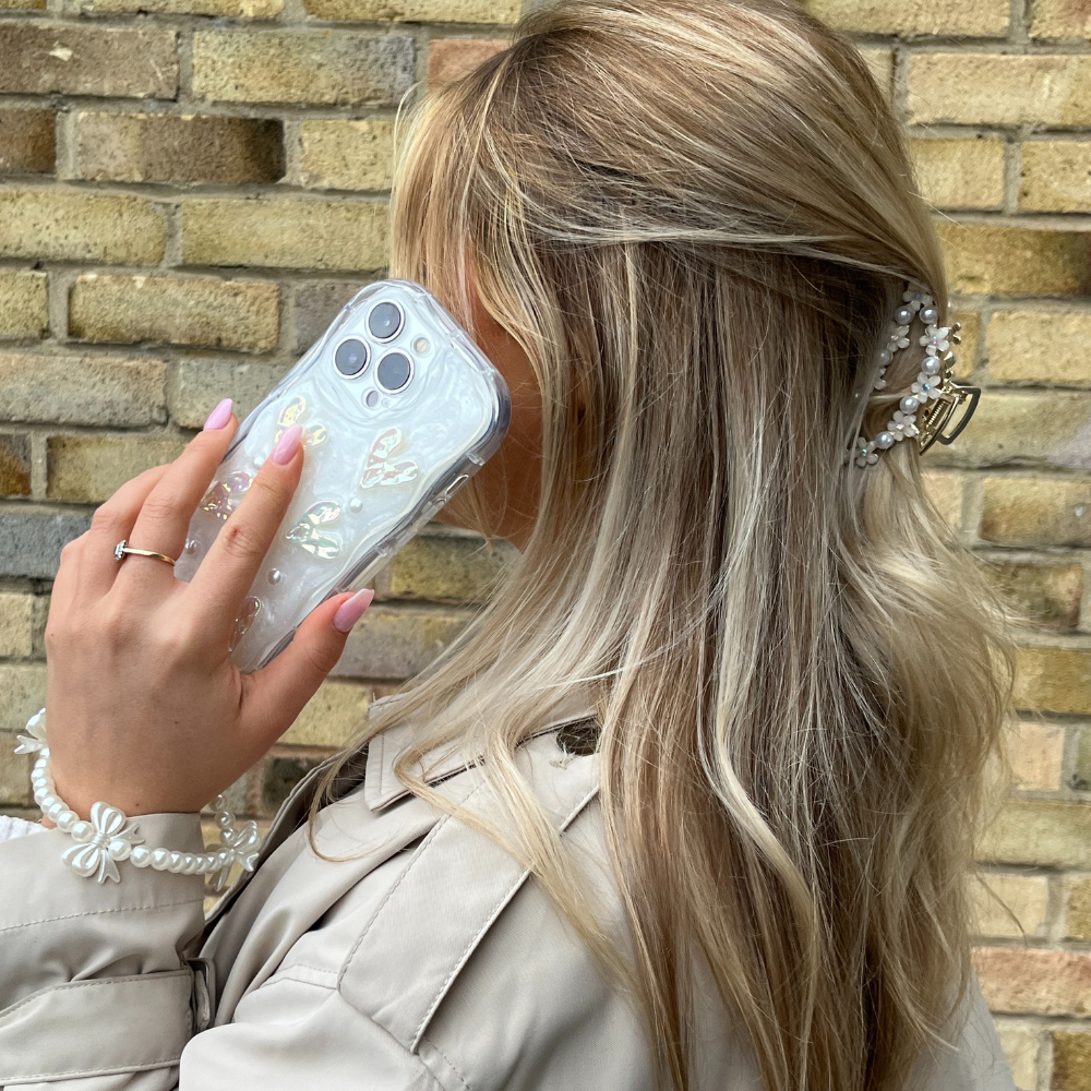 Pearly Hearts Phone Case - Clear