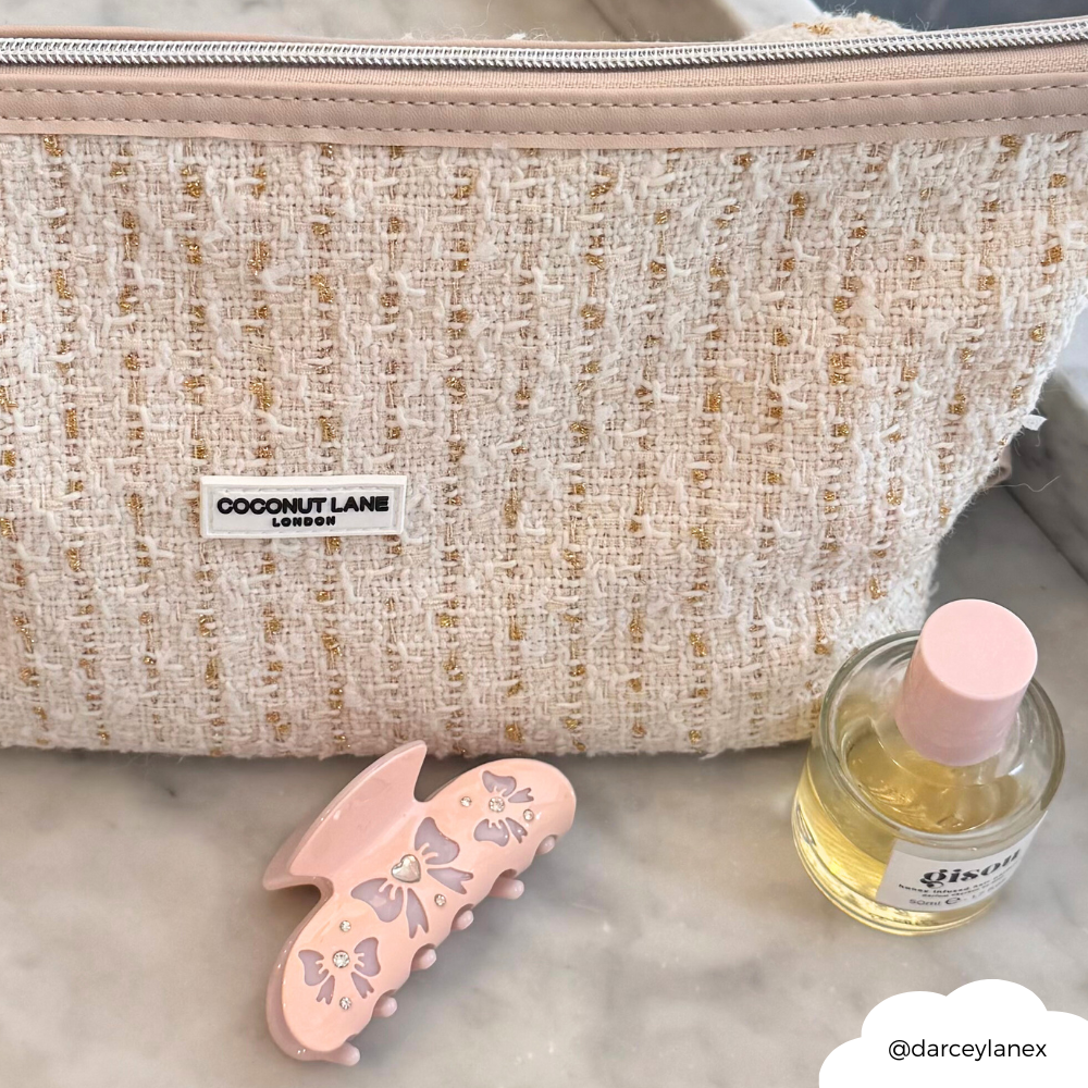 Genişletilebilir Makyaj Çantası - Vanilya Dokulu Tüvit