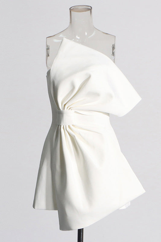 Bow pattern slim-fit tube top mini dress