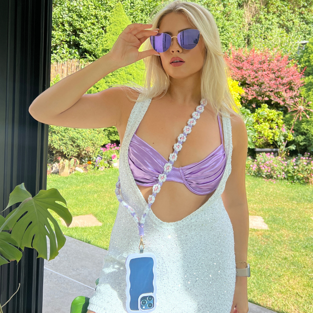 Crochet Flower Phone Lanyard Bundle - Lilac